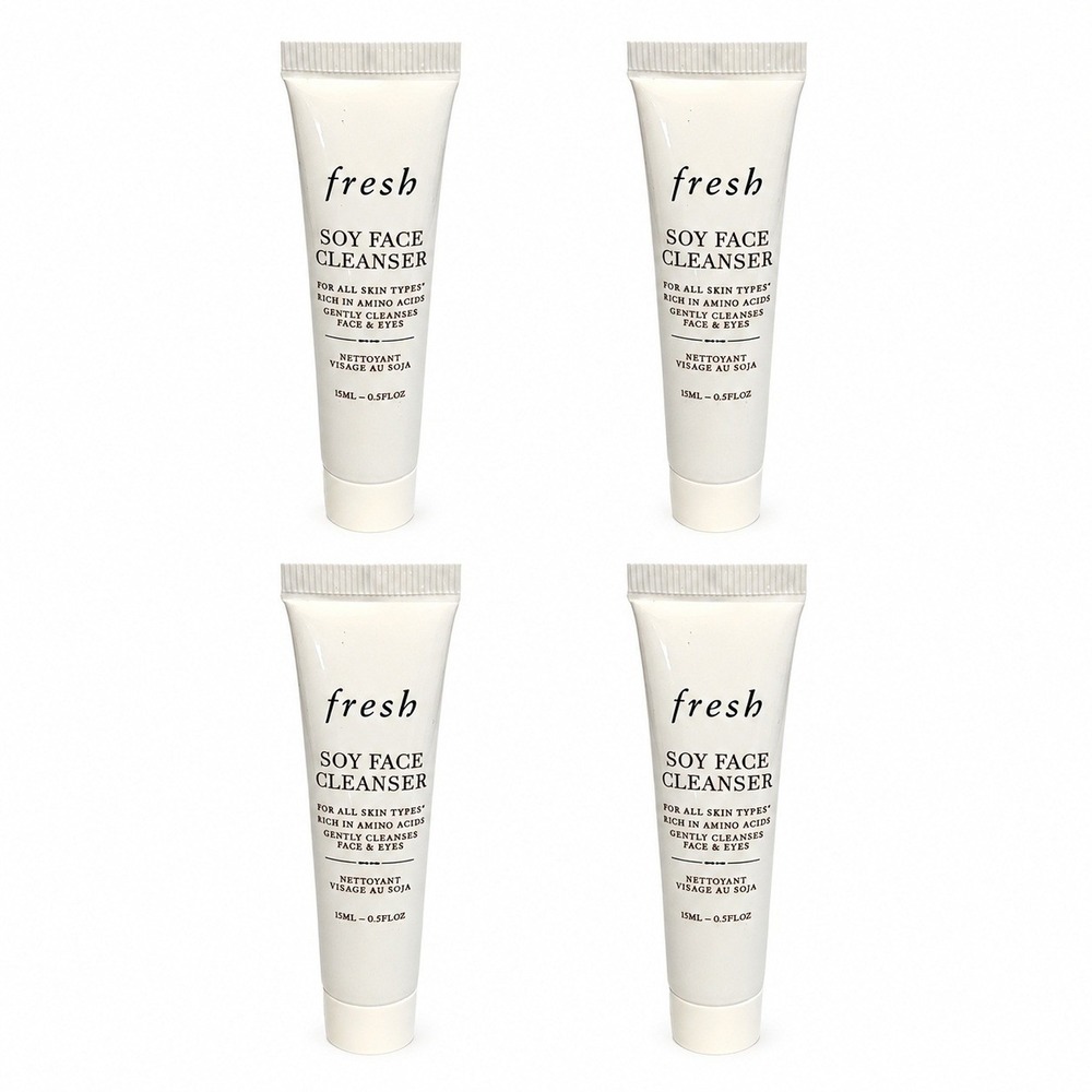 4 x Fresh Soy Face Cleanser All Skin Types 0.5 fl.oz. 15 ml. mini travel size